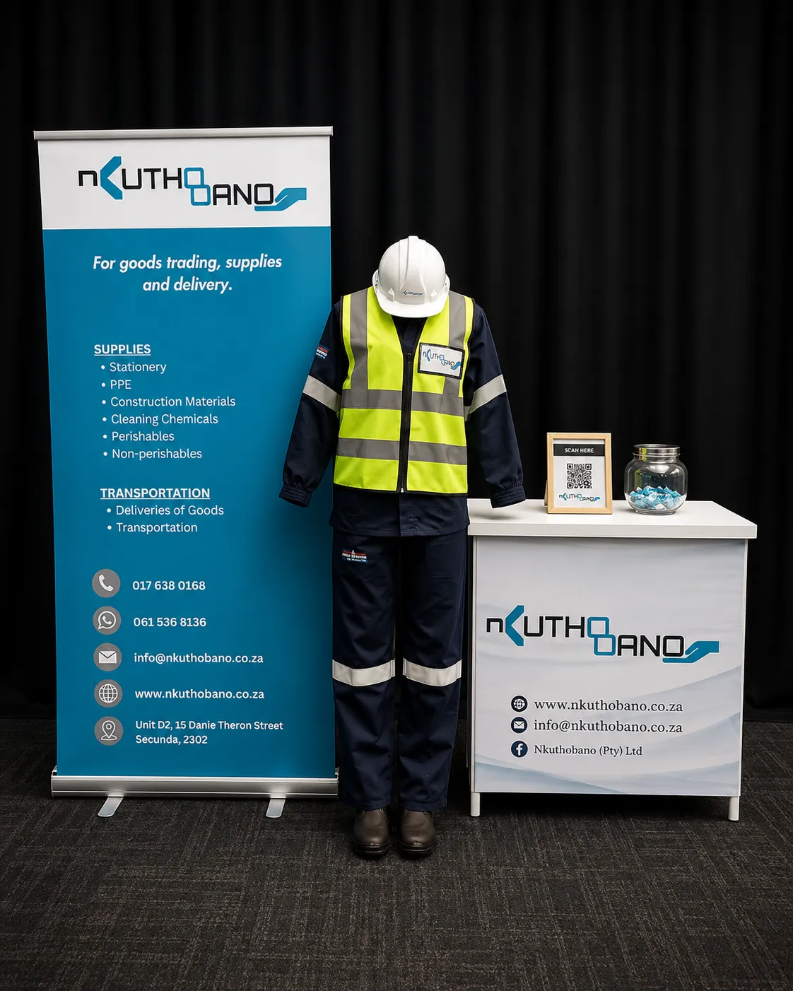 Nkuthobano branded PPE display